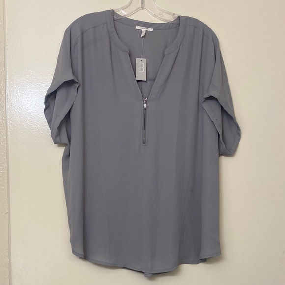 Maurices Tops - Maurices Gray Blouse with Zipper Accent